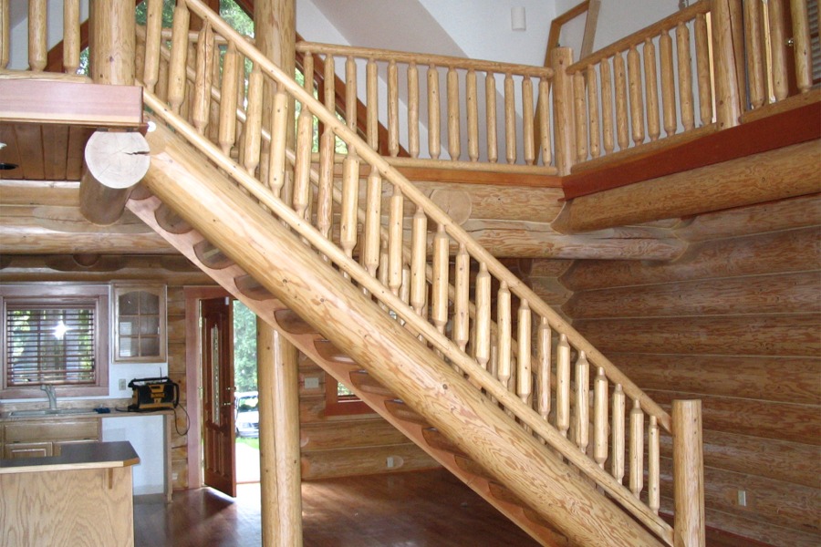 Log Home Staircase